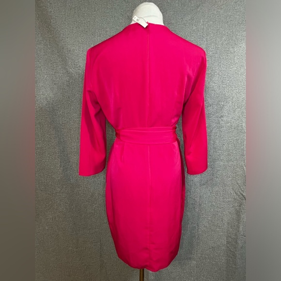 Nwt-ASOS Tie wrap dress in hot pink - Picture 4 of 4